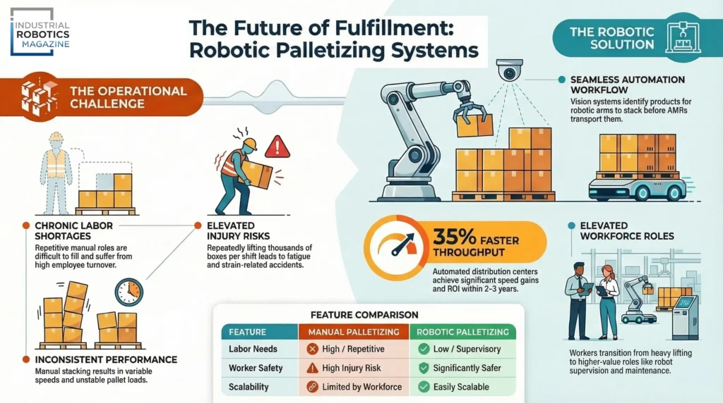 Robotic Palletizing Systems for Warehouses How Autonomous Mobile Robots Transform Operations